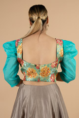 Green Puff Sleeve BlouseDSC07154