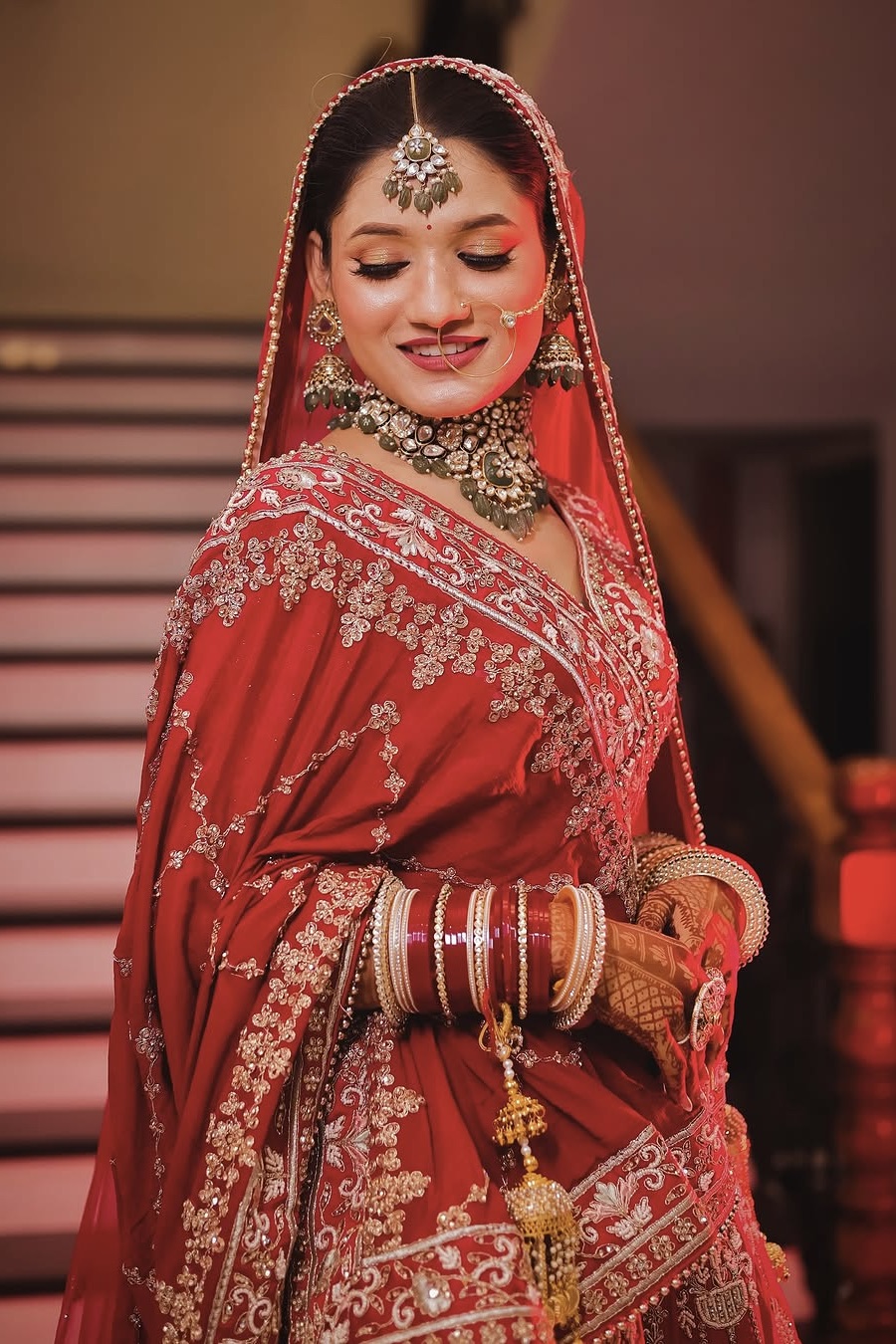 Red Lehenga with Gold Zari Work6