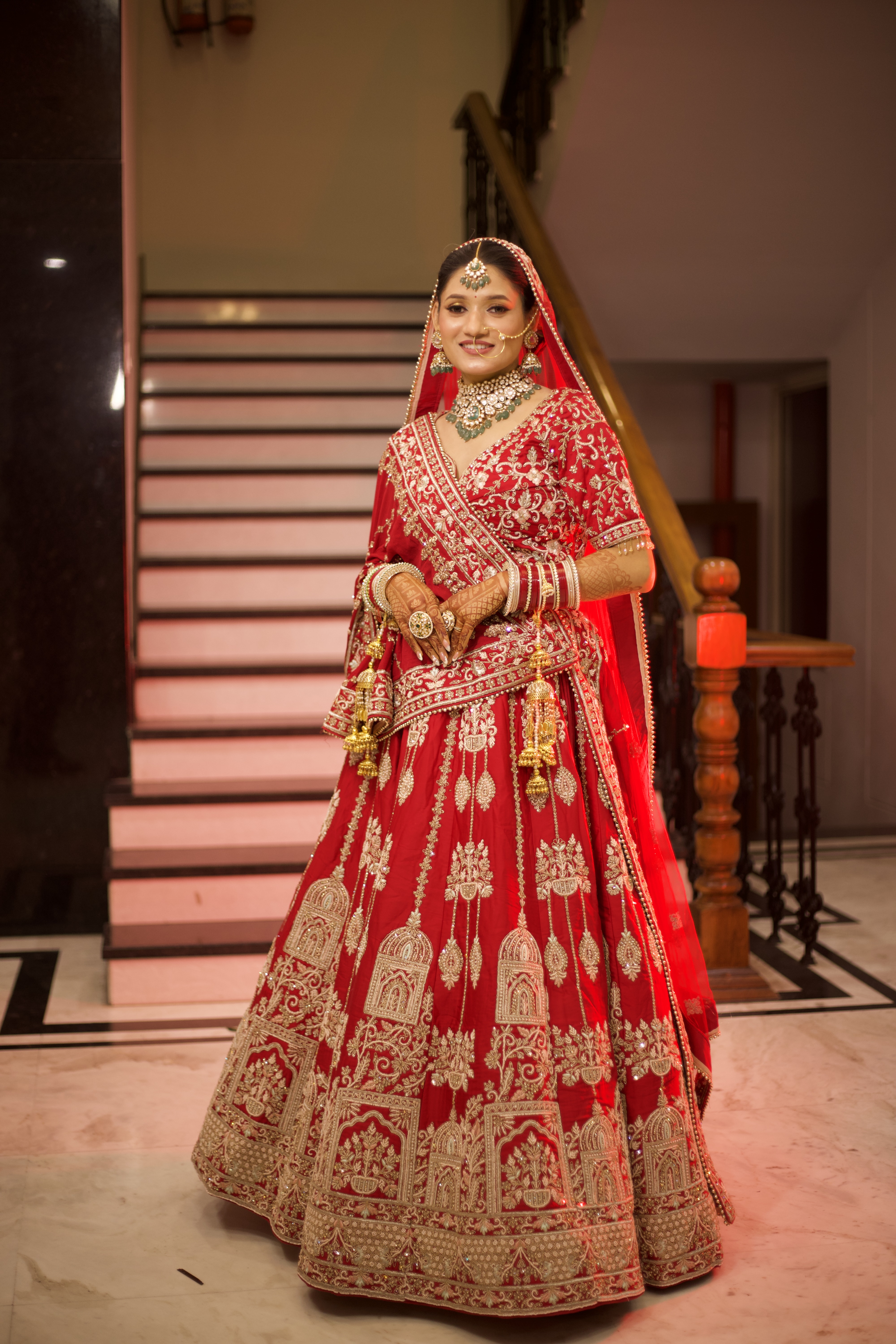 Red Lehenga with Gold Zari Work