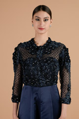 Midnight Blue Embellished Gown_DTR4399