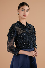 Midnight Blue Embellished Gown_DTR4403