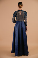 Midnight Blue Embellished Gown_DTR4407