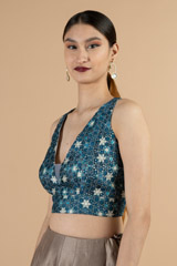 Blue Deep Neck BlouseDSC06908