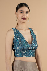 Blue Deep Neck BlouseDSC06911