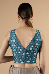 Blue Deep Neck BlouseDSC06912