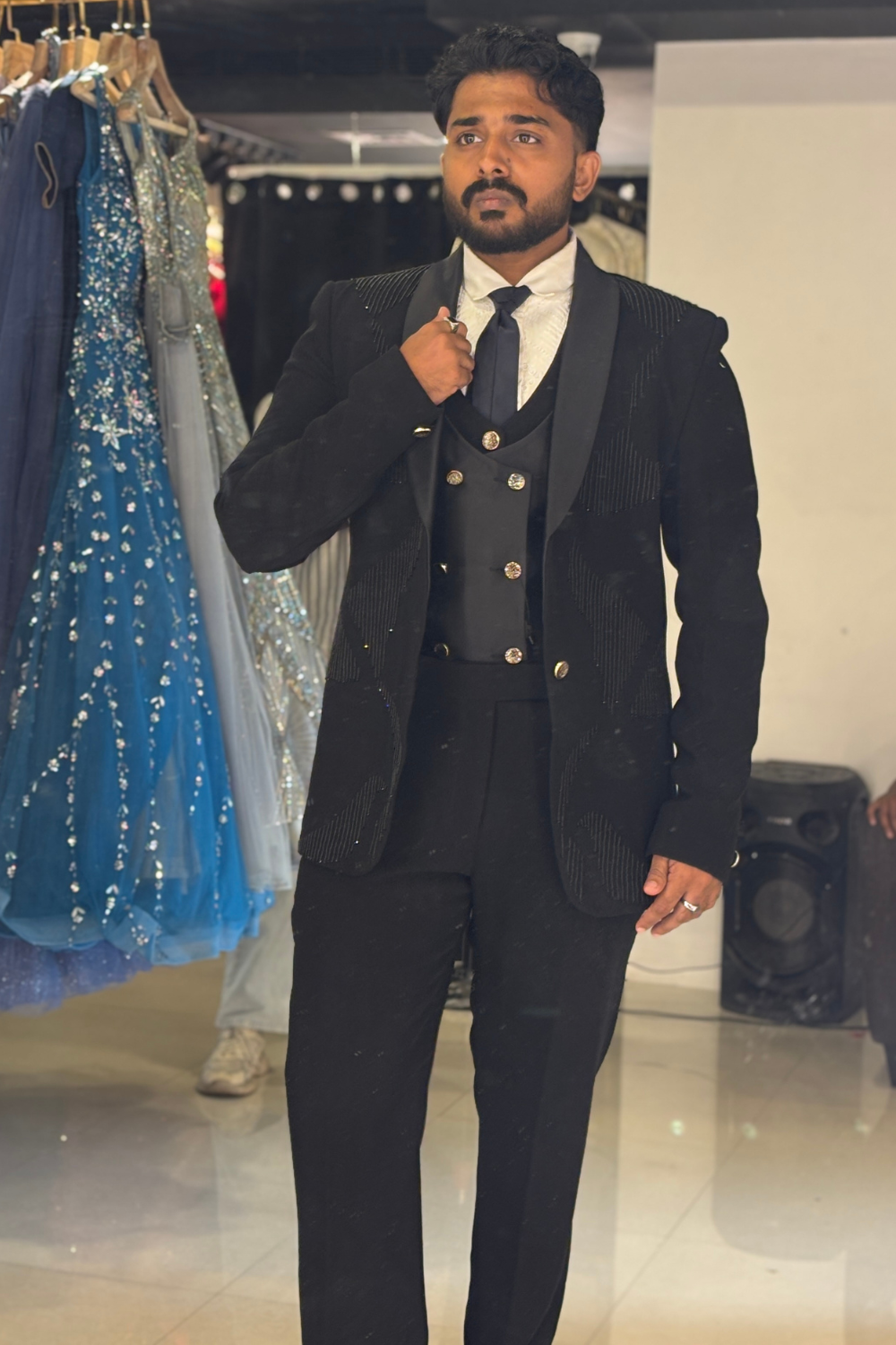 Black Five Pieces Suit Set