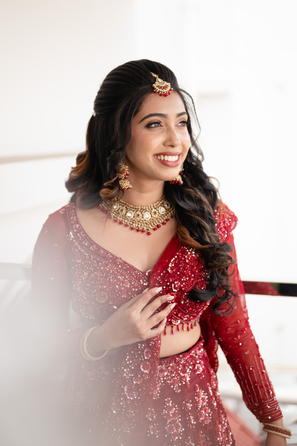 Crimson Red Beaded And Sequinned Lehenga Set2