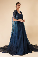 Midnight Blue Embellished LehengaDSC06000