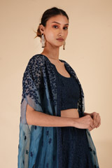 Midnight Blue Embellished LehengaDSC06001
