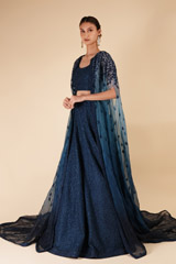 Midnight Blue Embellished LehengaDSC06004