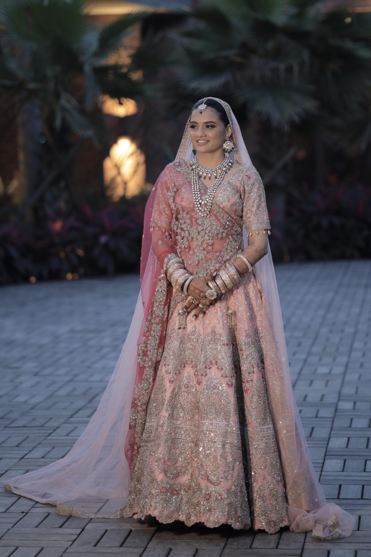 Peach Pink Embellished Lehenga