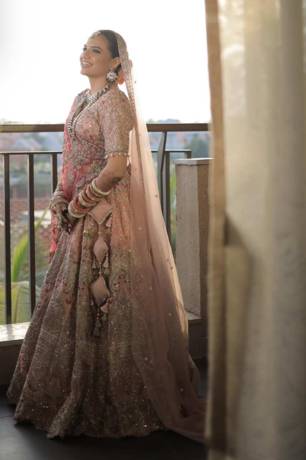 Peach Pink Embellished Lehenga4