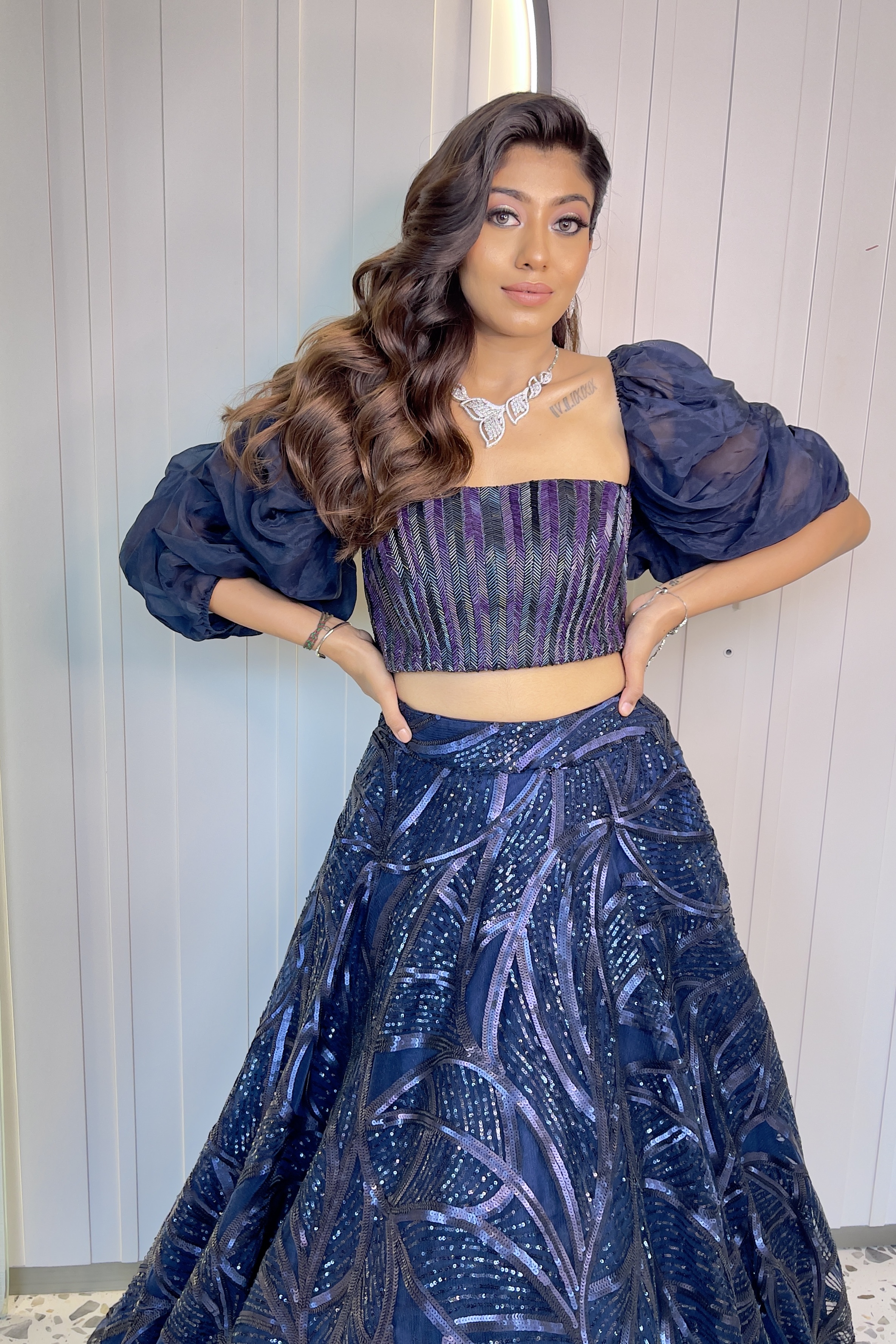 Blue Beaded Lehenga