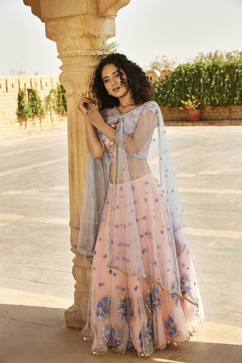 Rose Quartz Tulle Lehenga
