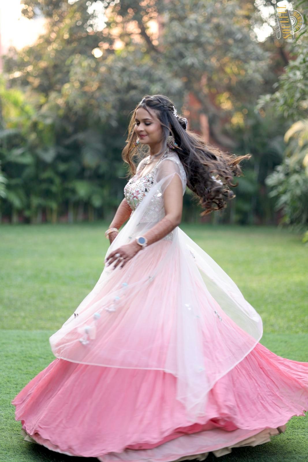 Peach and Pink Ombre Lehenga