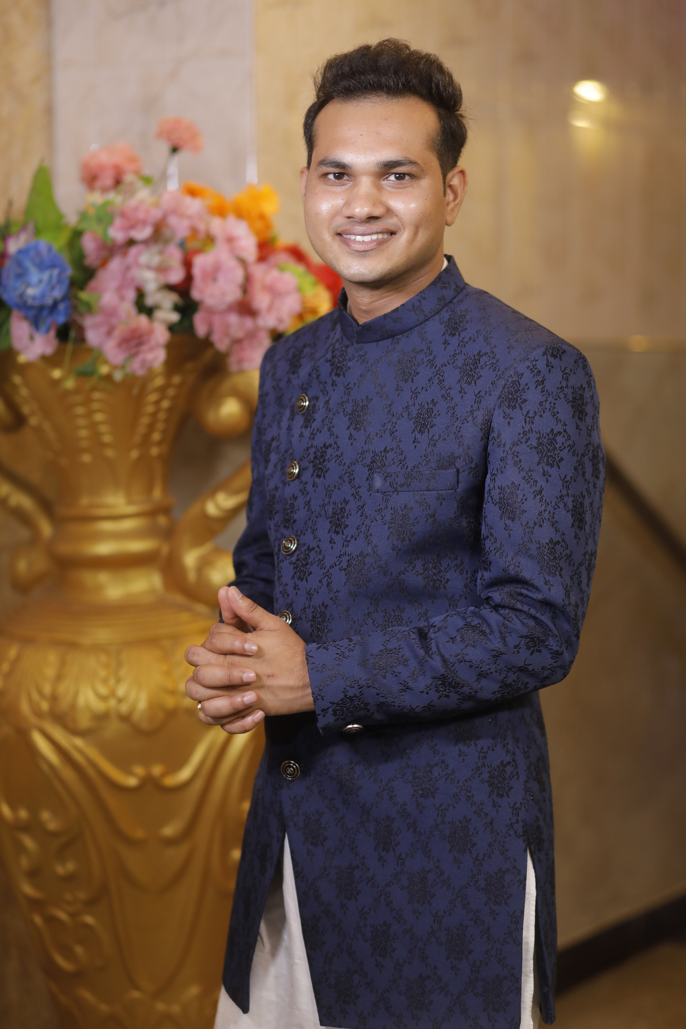 Navy Blue Indo- Western Bandhgala Sherwani Set2