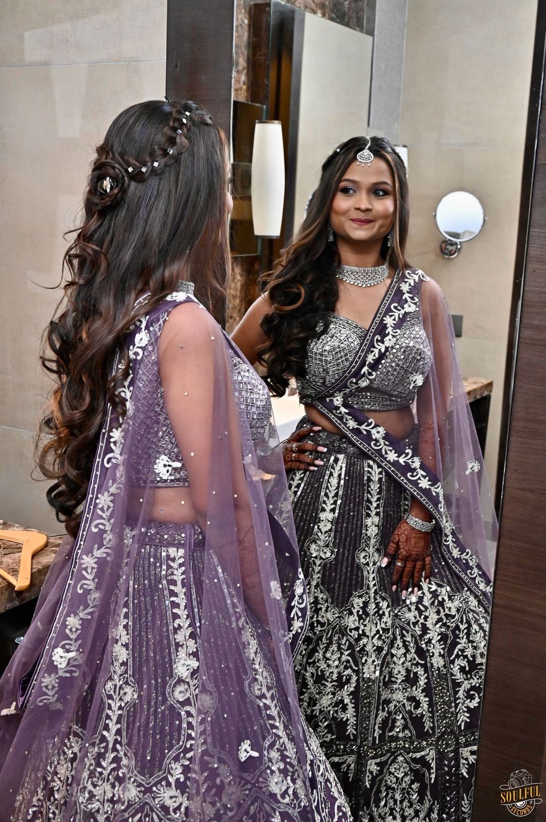 Silver Gota Patti Lehenga With Mirror Work Embellishment2