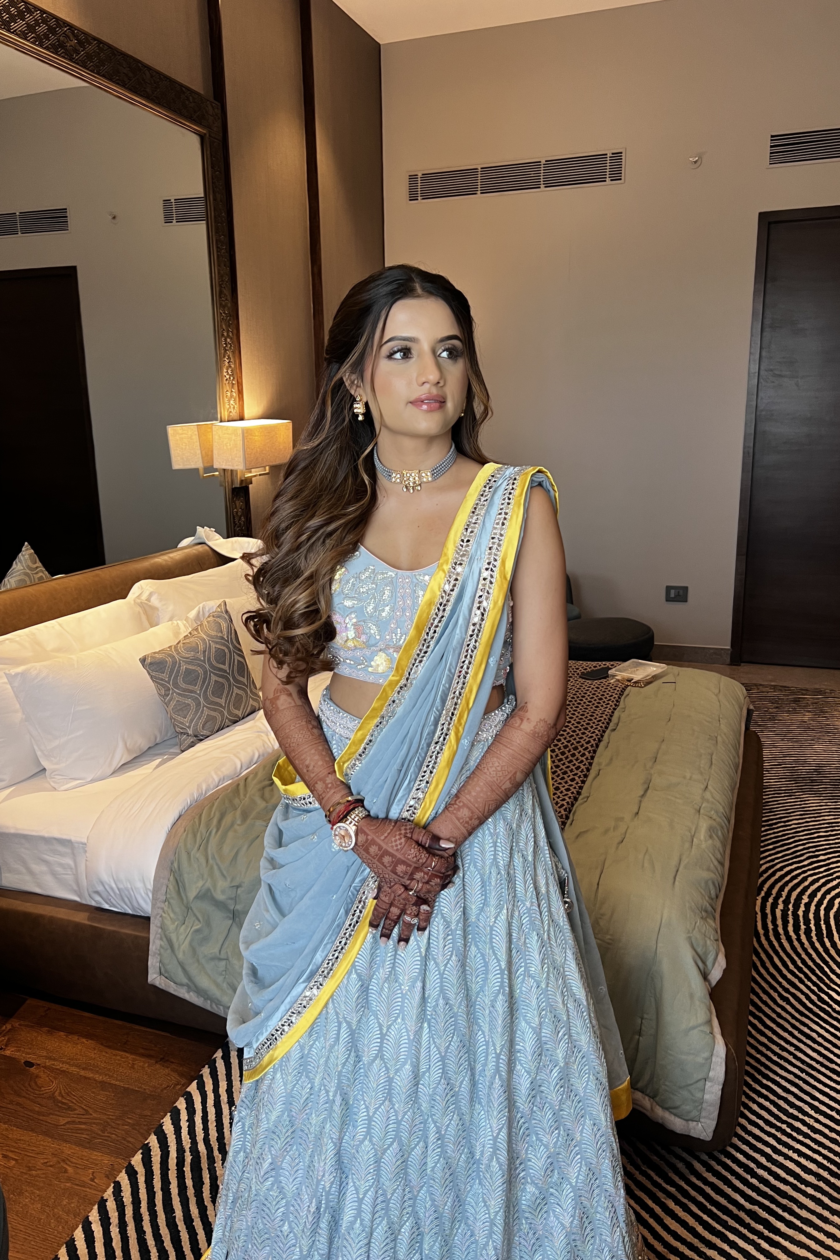Blue Sequinned And Beaded Lehenga