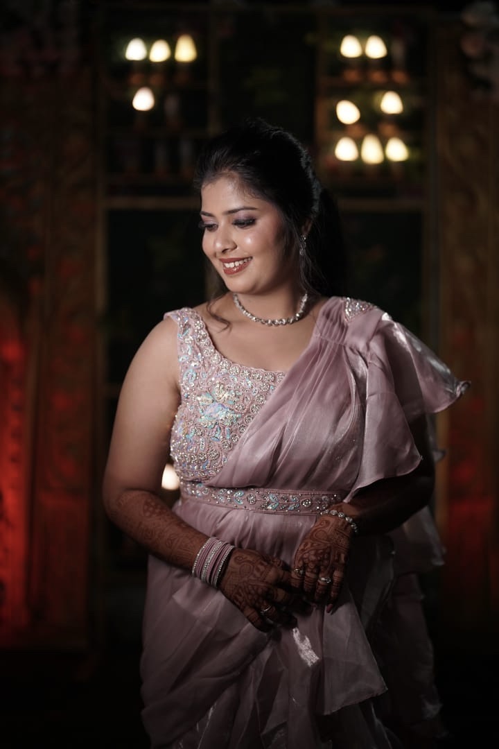 Mauve Pink Pre- draped Saree1