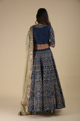 Blue Raw Silk  Lehenga_DTR9191