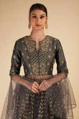 Grey Chanderi Peplum LehengaDSC00479