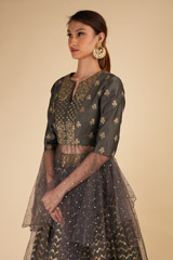 Grey Chanderi Peplum LehengaDSC00482