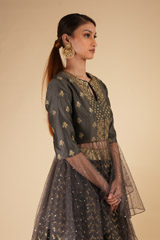 Grey Chanderi Peplum LehengaDSC00483