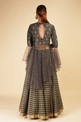 Grey Chanderi Peplum LehengaDSC00486
