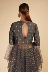 Grey Chanderi Peplum LehengaDSC00487