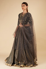 Grey Chanderi Peplum LehengaDSC00542