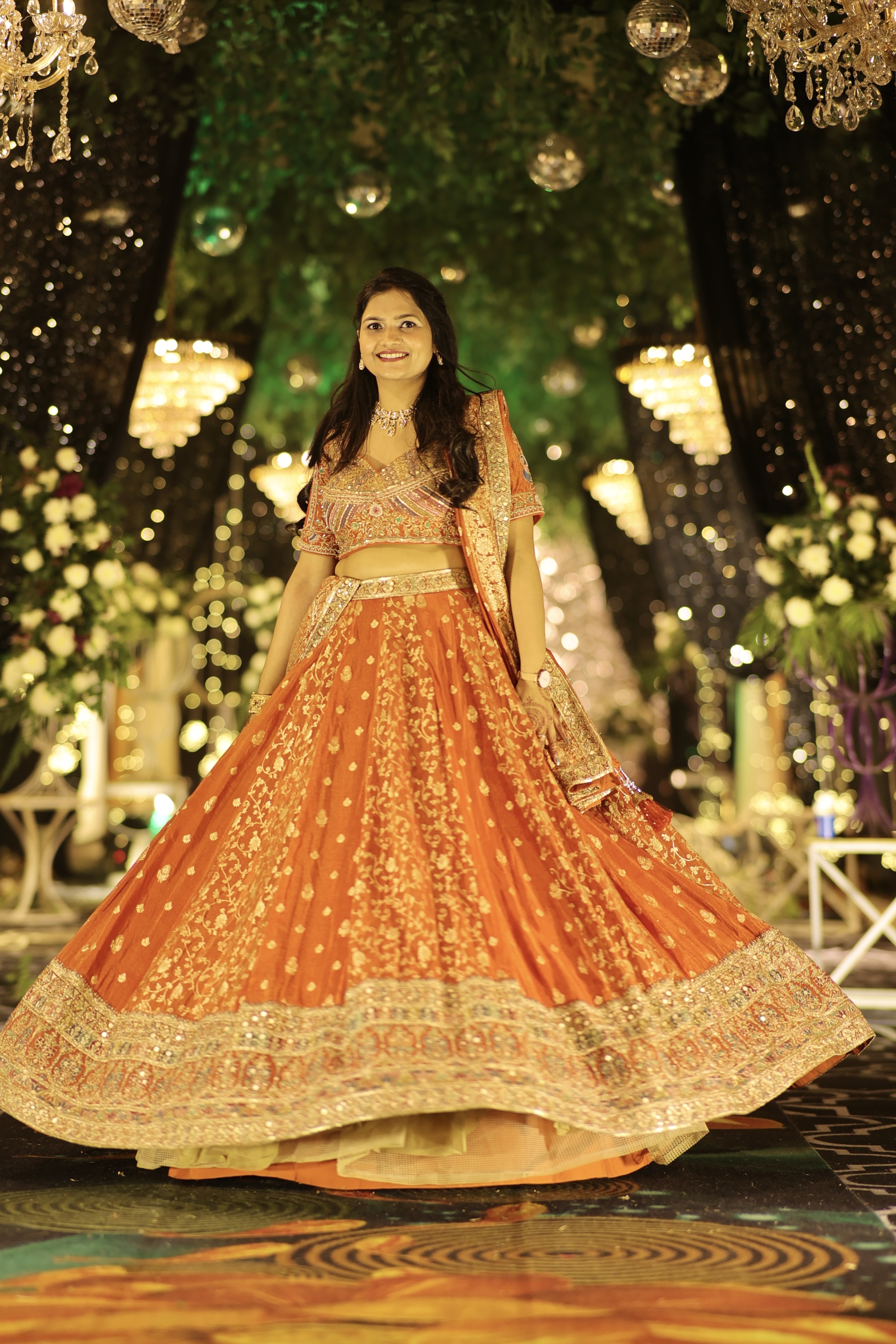 Orange Embellished Lehenga