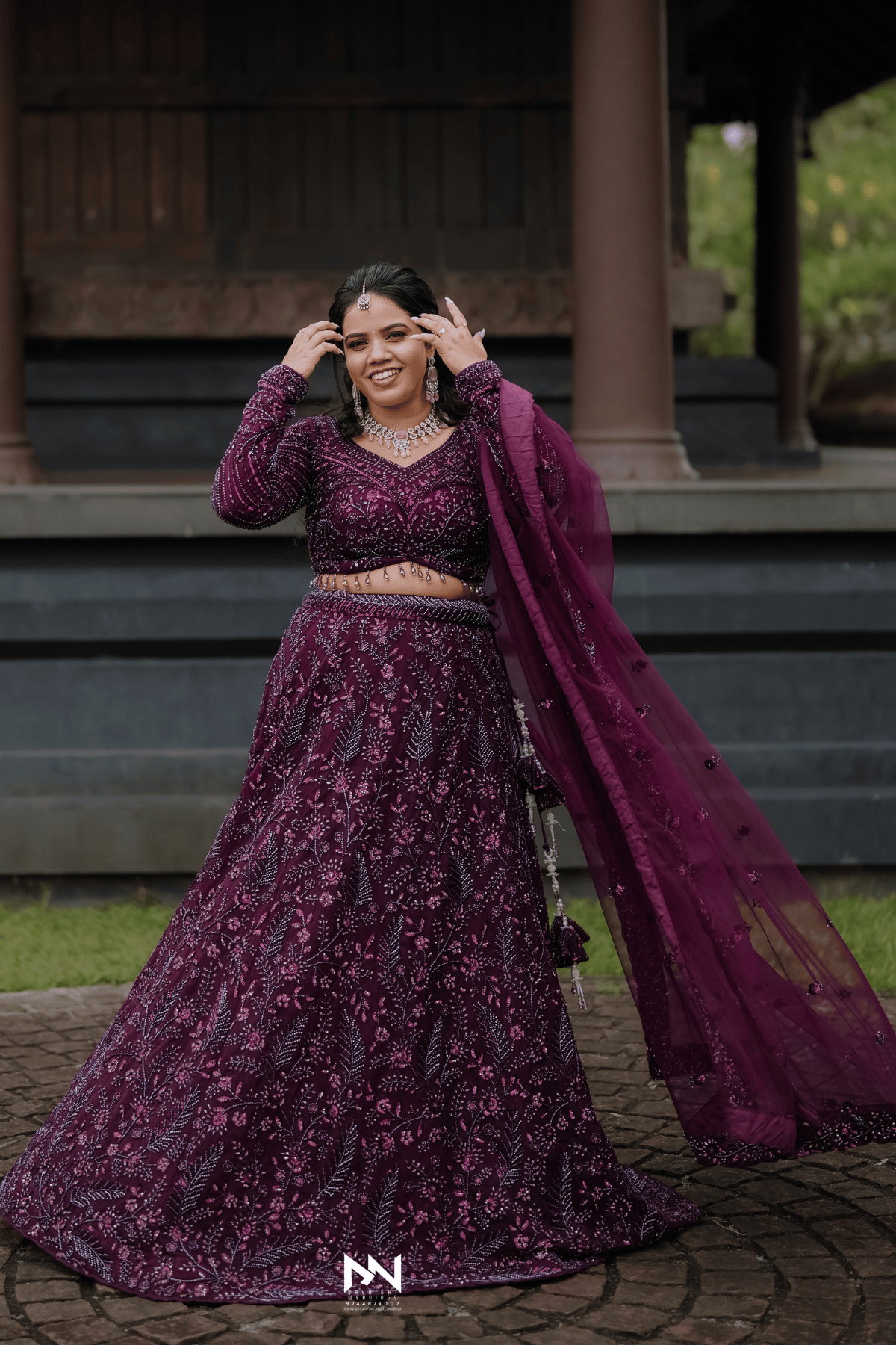 Plum Purple Lehenga With Sequins Beads And Thread Work Embellishment1