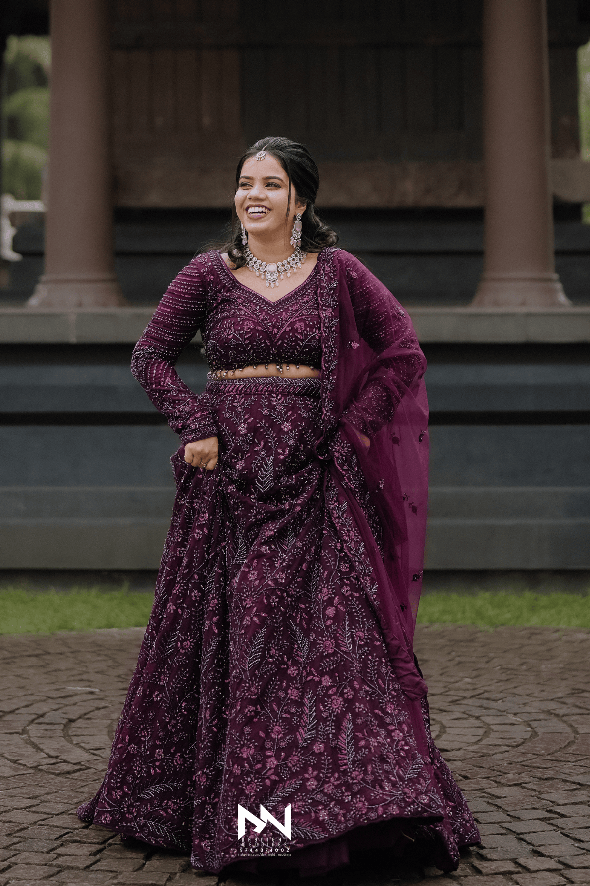 Plum Purple Lehenga With Sequins Beads And Thread Work Embellishment