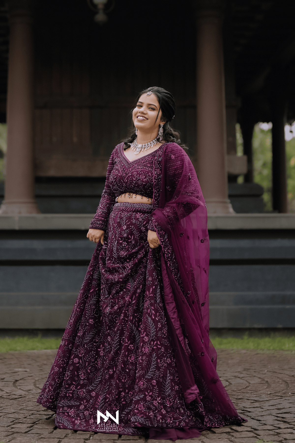 Plum Purple Lehenga With Sequins Beads And Thread Work Embellishment3