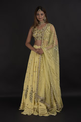 Yellow Butis Lehenga Set