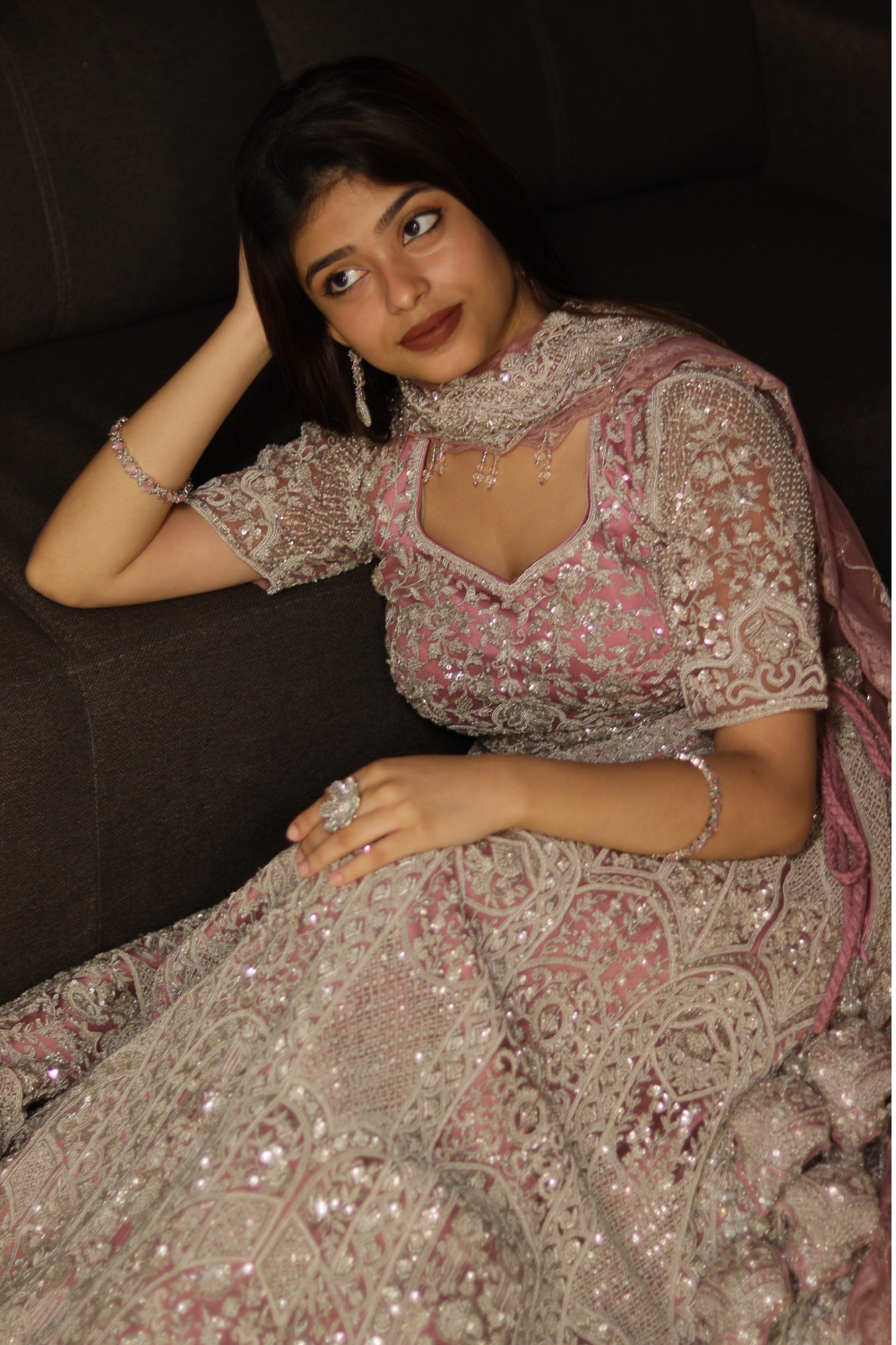 Soft Pink Lehenga With Silver Stone and Zari Work Embellishment3