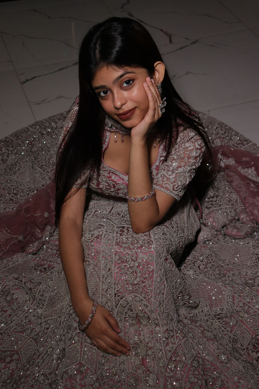 Soft Pink Lehenga With Silver Stone and Zari Work Embellishment4