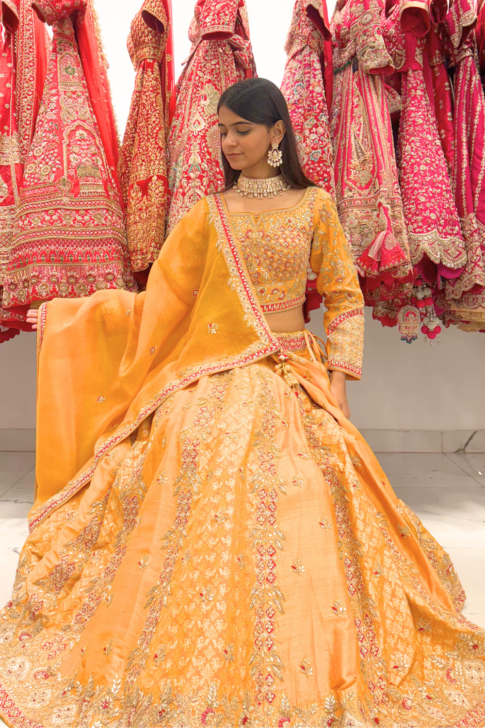Yellow Lehenga with Zardozi Work1