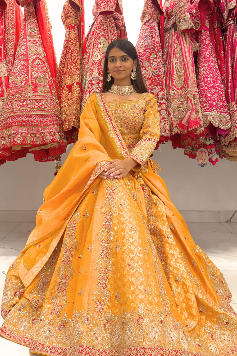Yellow Lehenga with Zardozi Work