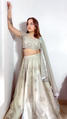 Silver And Grey Pearl Work Lehenga7