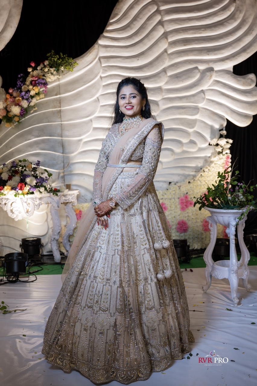 Pastel Pink Lehenga With Beige Dupatta And Sequins Beads Thread Work Embellishment