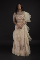 Peach Ruffled Dupatta Lehenga938_video