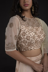 Peach Ruffled Dupatta Lehenga_SUB8227