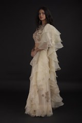 Peach Ruffled Dupatta Lehenga_SUB8230