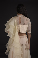 Peach Ruffled Dupatta Lehenga_SUB8240