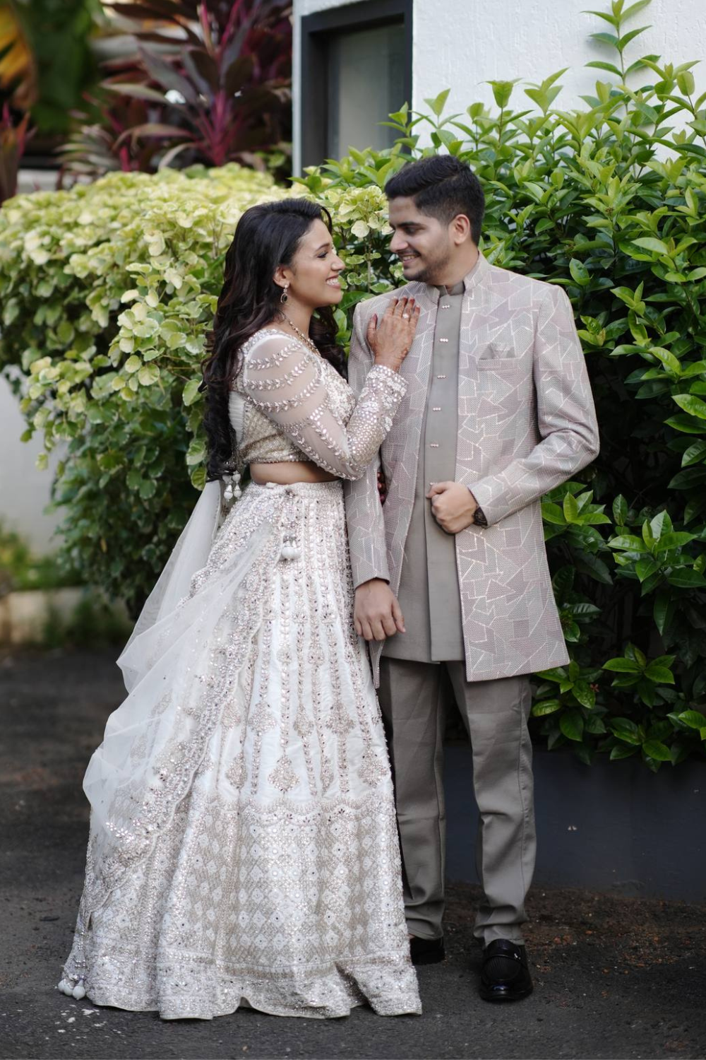 White And Ivory Lehenga With Thread Work Embellishment3