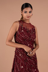 Maroon Layered Shimmer GownDSC08355