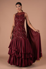 Maroon Layered Shimmer GownDSC08358