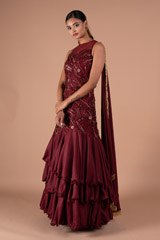 Maroon Layered Shimmer GownDSC08363