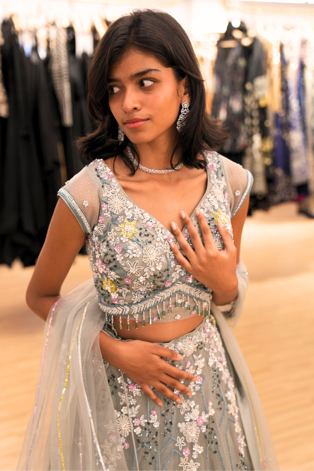 Grey Lehenga With Beads Sequins And Thread Work Embellishment4